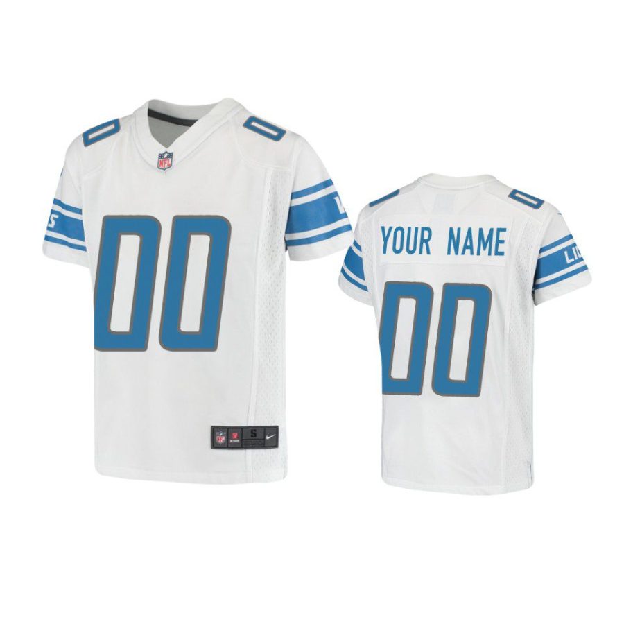 youth lions custom game white jersey