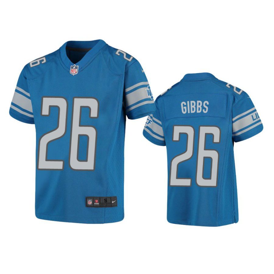 youth lions jahmyr gibbs game blue jersey