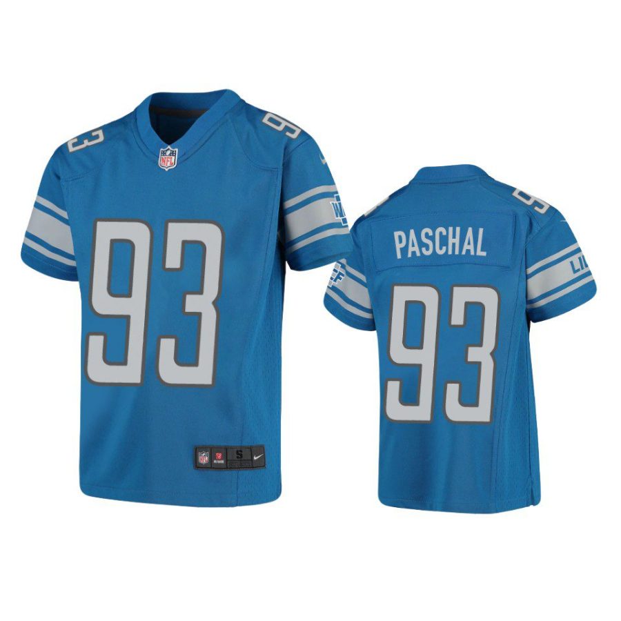 youth lions josh paschal game blue jersey