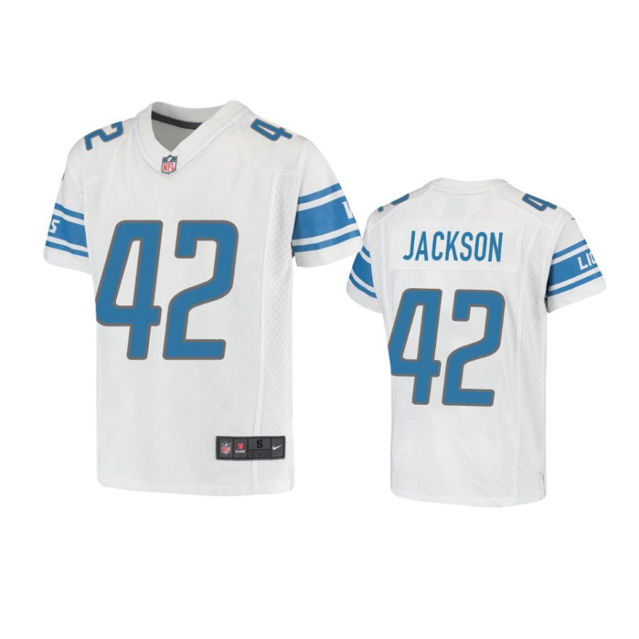 youth lions justin jackson game white jersey