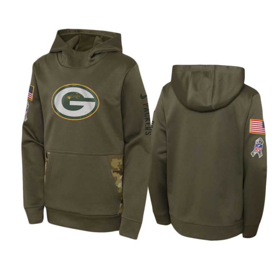 youth packers olive 2022 salute to service hoodie