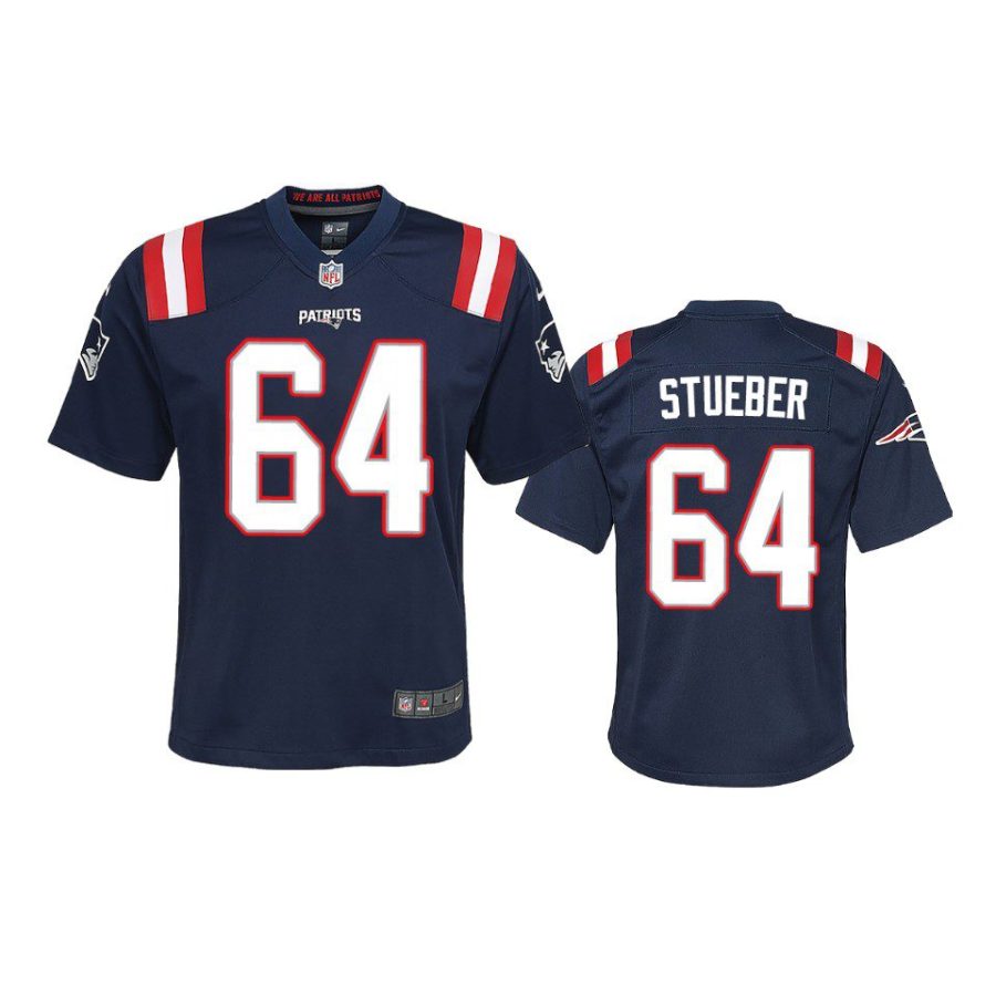 youth patriots andrew stueber game navy jersey