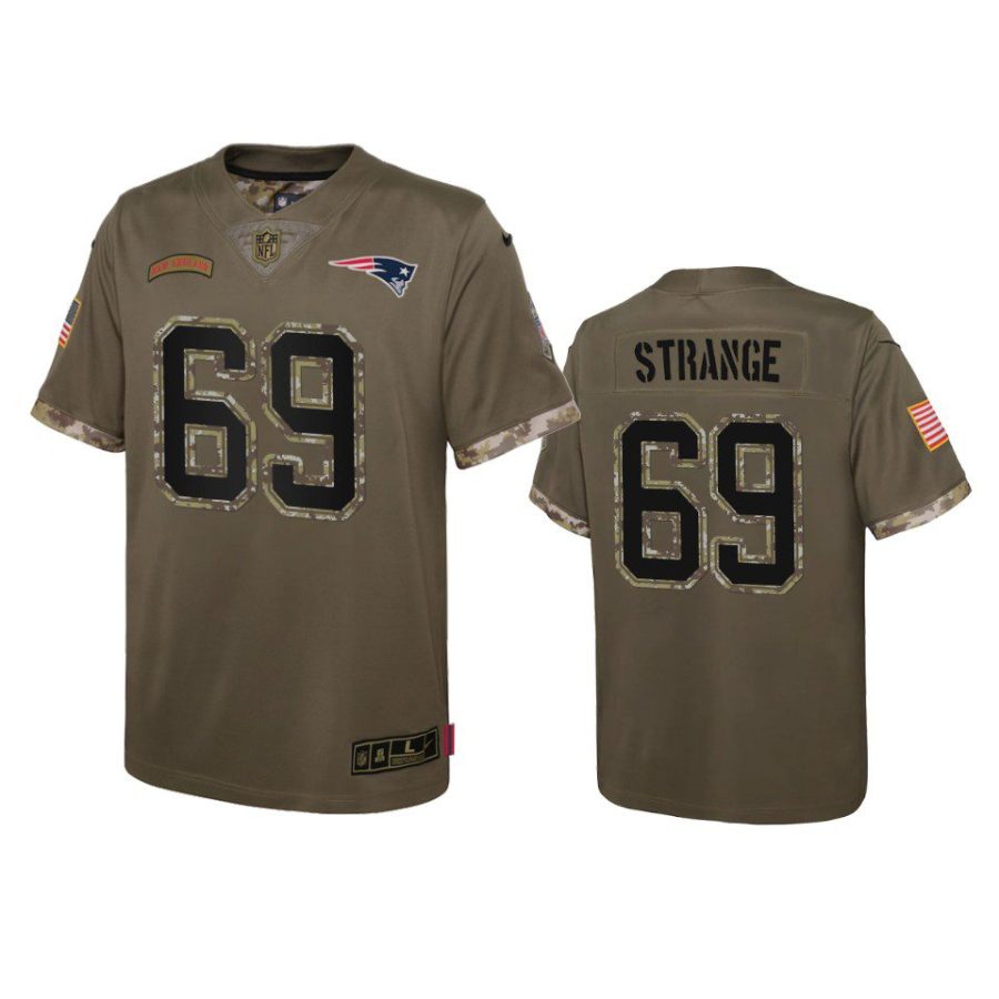 youth patriots cole strange olive limited 2022 salute to service jersey