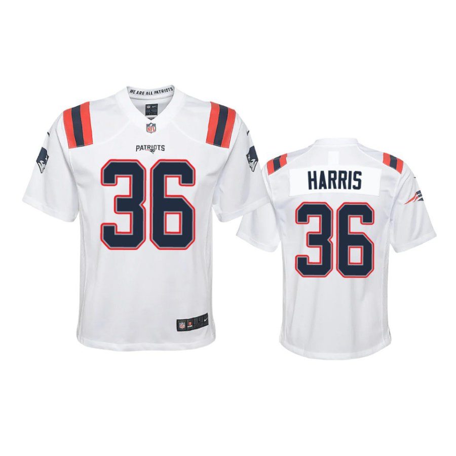 youth patriots kevin harris game white jersey