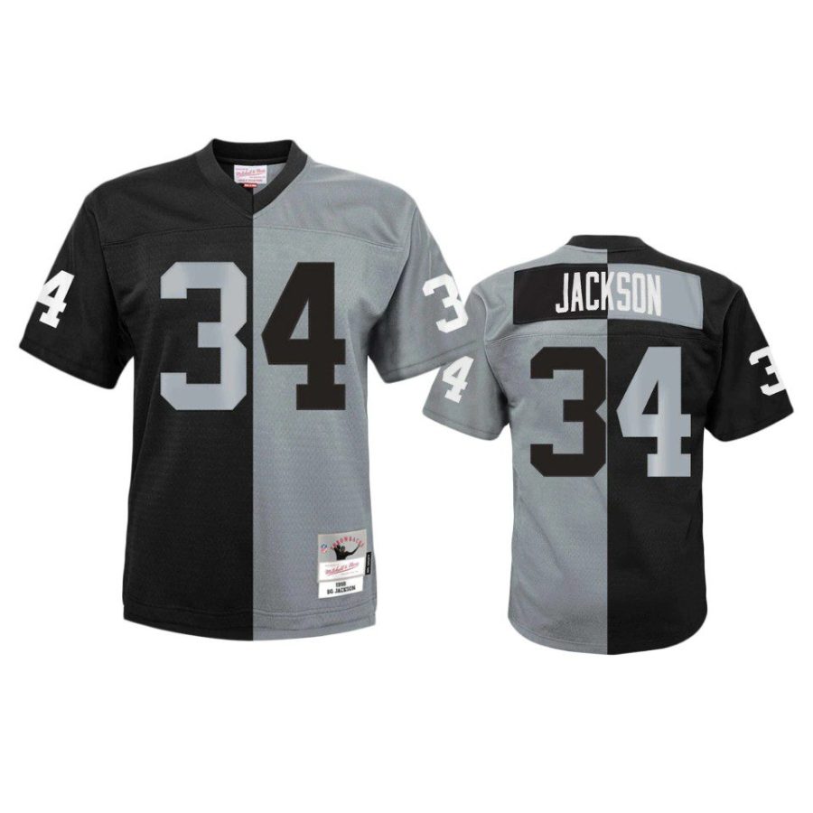 youth raiders bo jackson black silver split legacy replica jersey