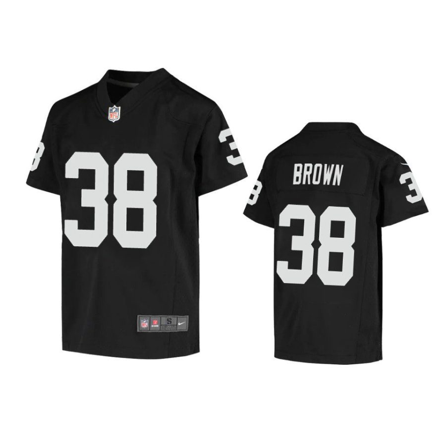 youth raiders brittain brown game black jersey