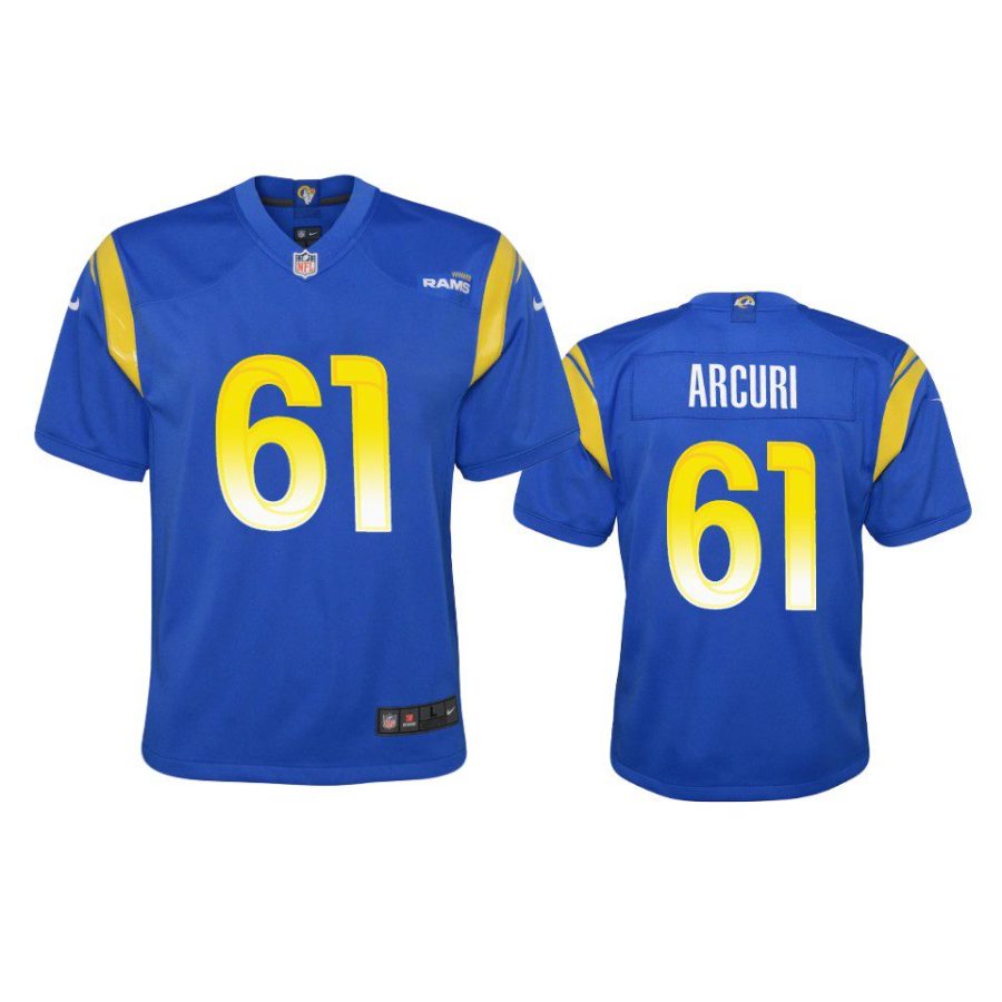 youth rams a.j. arcuri game royal jersey