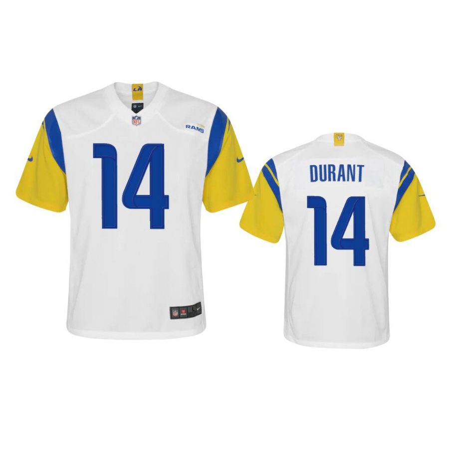 youth rams decobie durant alternate game white jersey