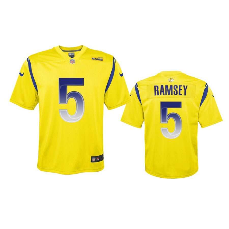 youth rams jalen ramsey gold inverted legend jersey