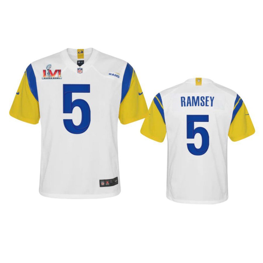 youth rams jalen ramsey white game super bowl lvi jersey