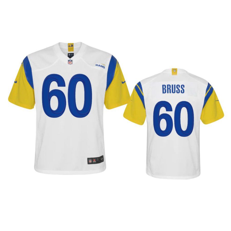 youth rams logan bruss alternate game white jersey