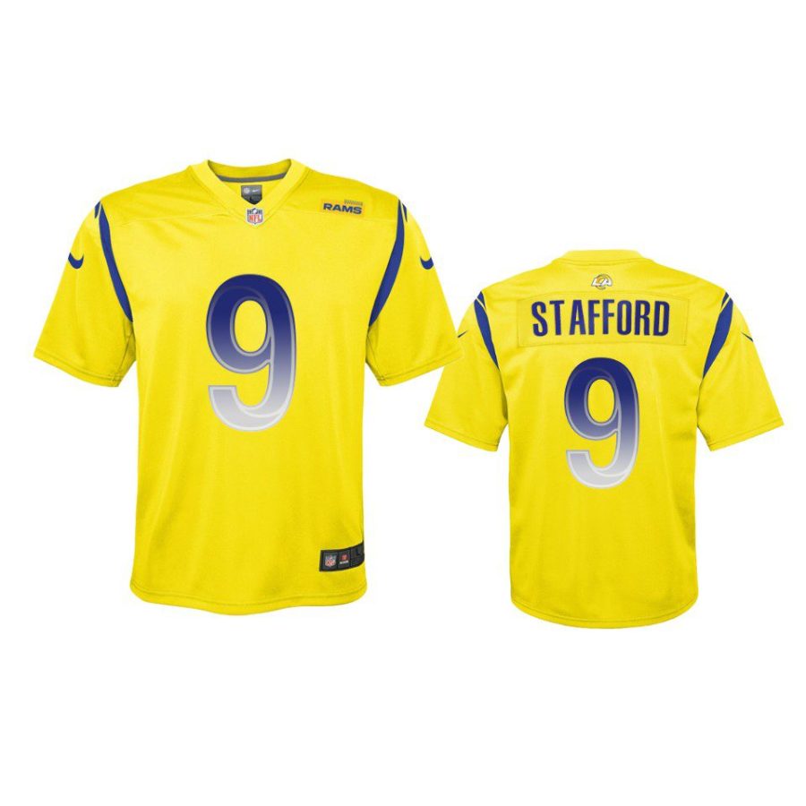 youth rams matthew stafford gold inverted legend jersey