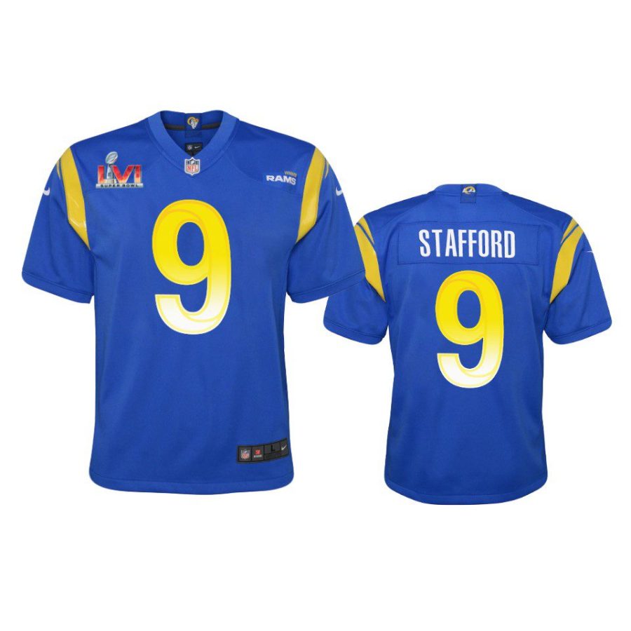 youth rams matthew stafford royal game super bowl lvi jersey 0a