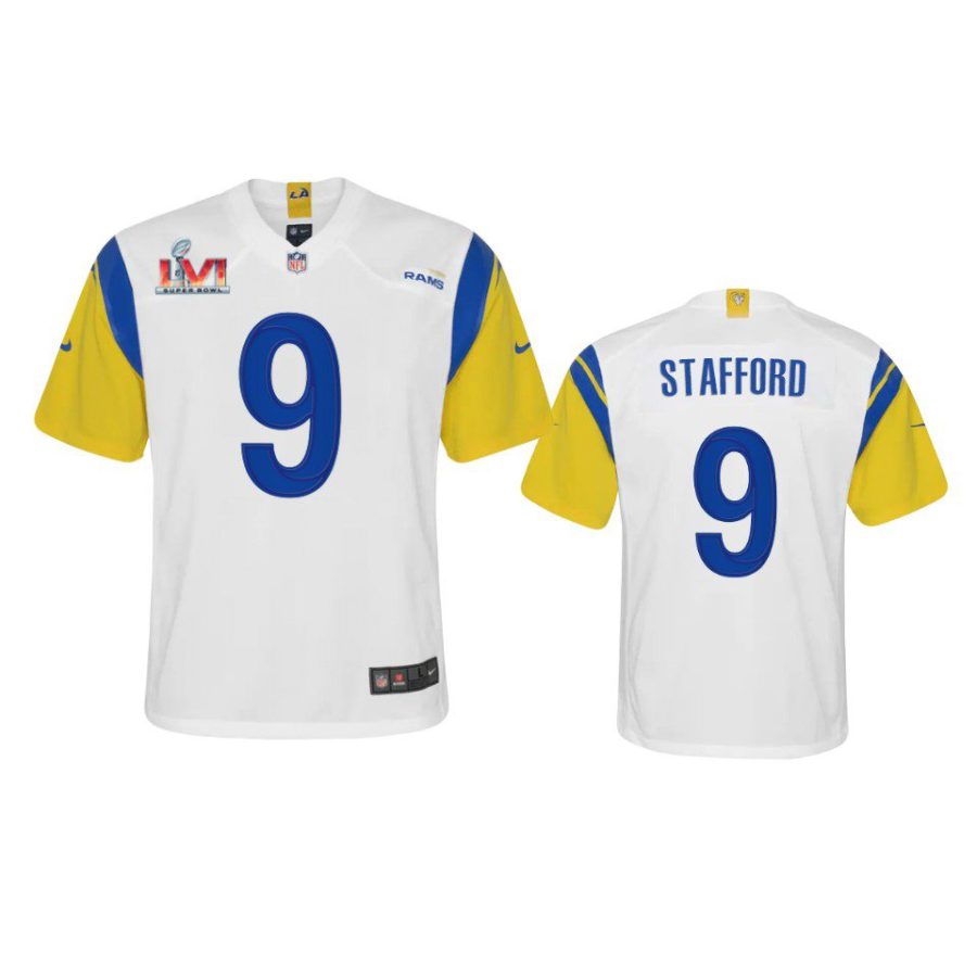 youth rams matthew stafford white game super bowl lvi jersey 0a