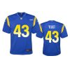 youth rams russ yeast game royal jersey
