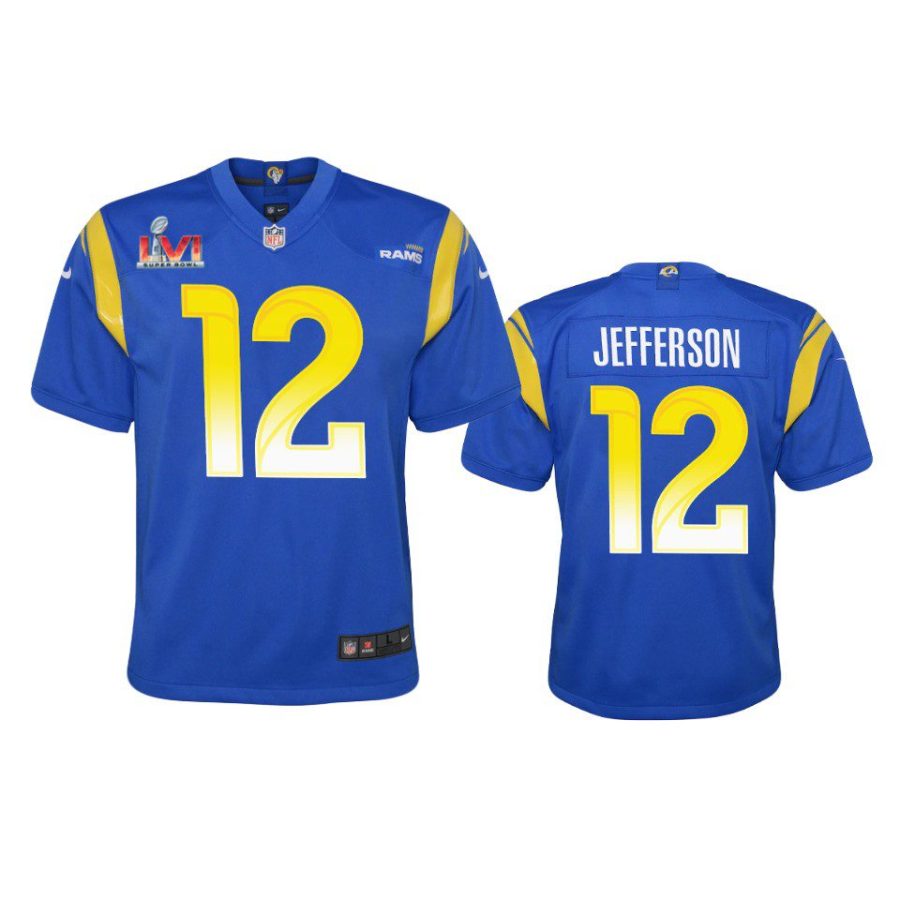 youth rams van jefferson royal game super bowl lvi jersey