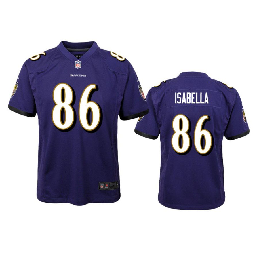 youth ravens andy isabella game purple jersey