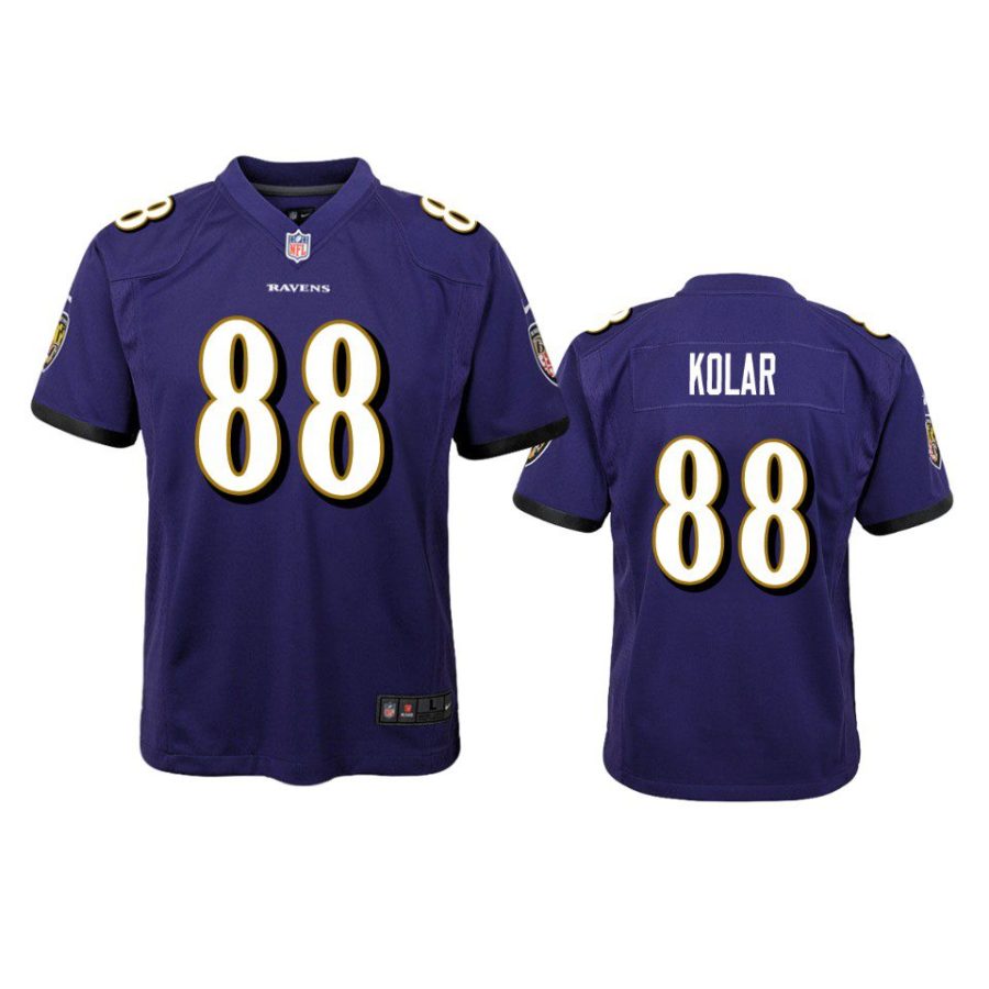 youth ravens charlie kolar game purple jersey