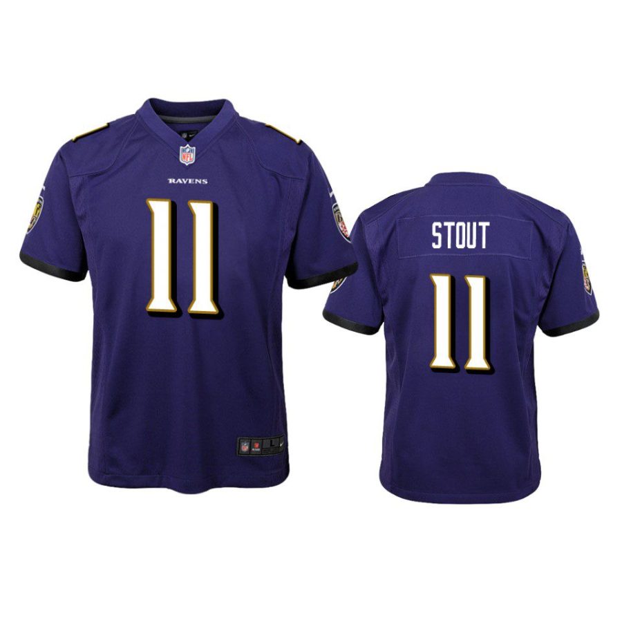 youth ravens jordan stout game purple jersey