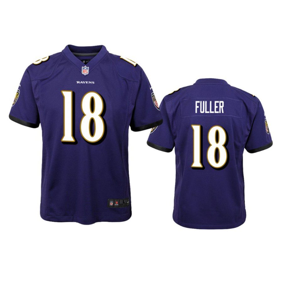 youth ravens kyle fuller game purple jersey