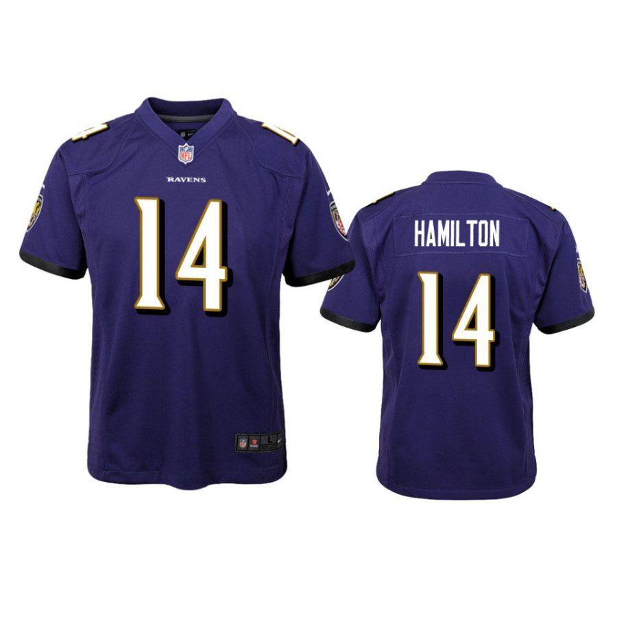 youth ravens kyle hamilton game purple jersey