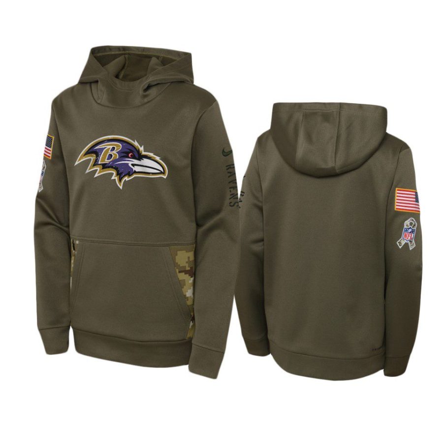 youth ravens olive 2022 salute to service hoodie