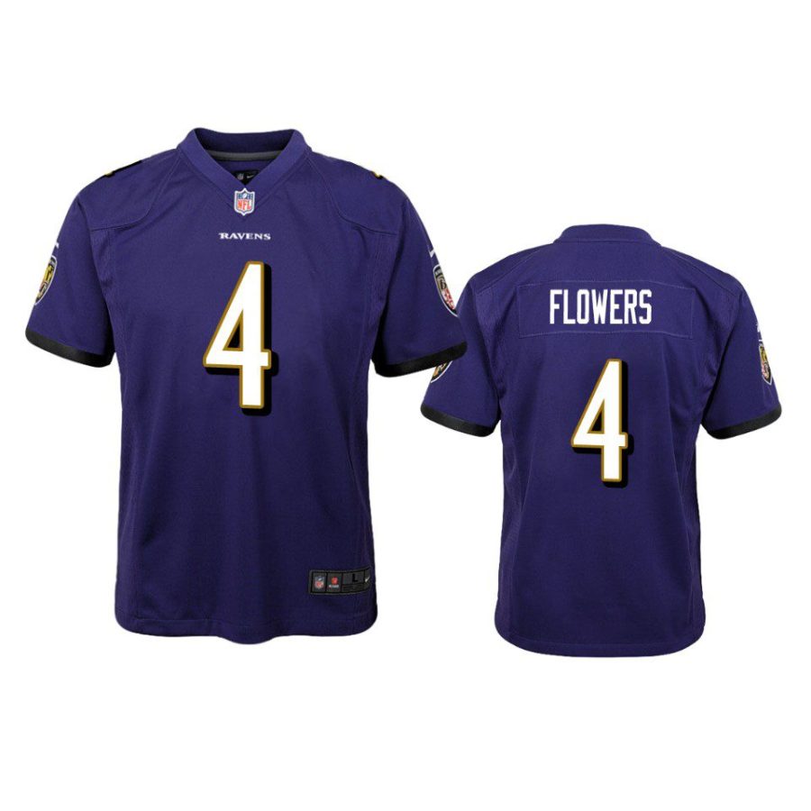 youth ravens zay flowers game purple jersey