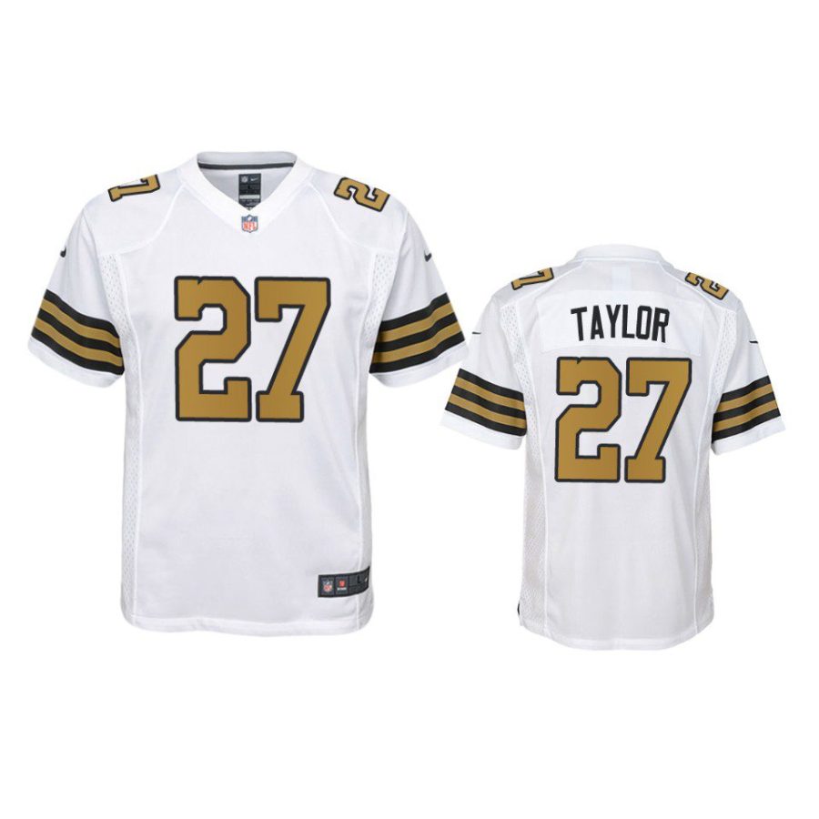 youth saints alontae taylor game white jersey