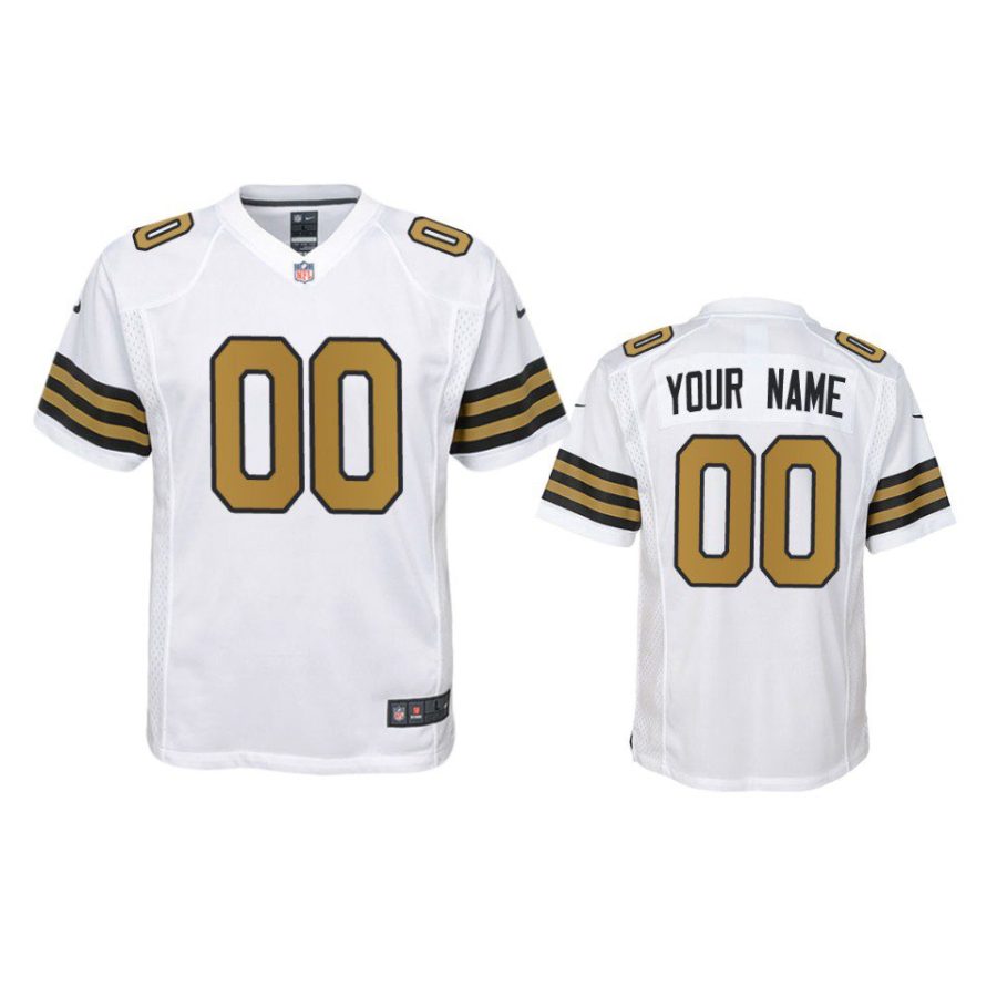 youth saints custom game white jersey