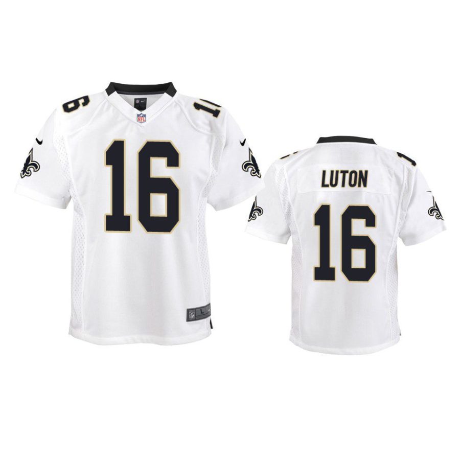 youth saints jake luton game white jersey