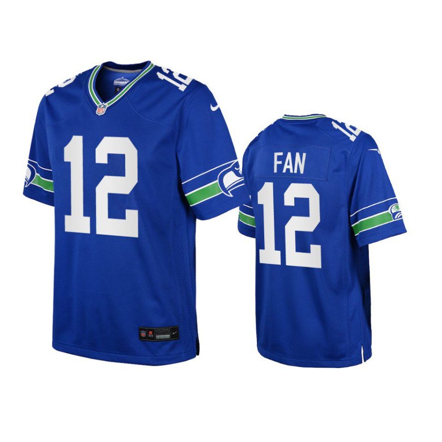 youth seahawks 12th fan throwback game royal jersey