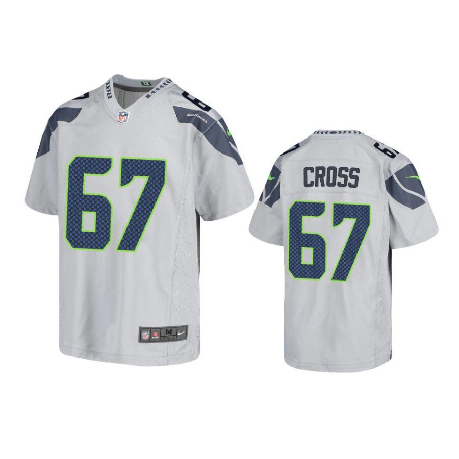 youth seahawks charles cross game gray jersey