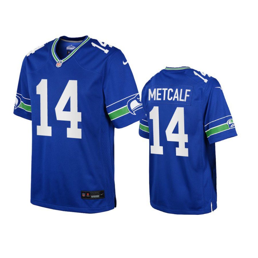 youth seahawks d.k. metcalf throwback game royal jersey