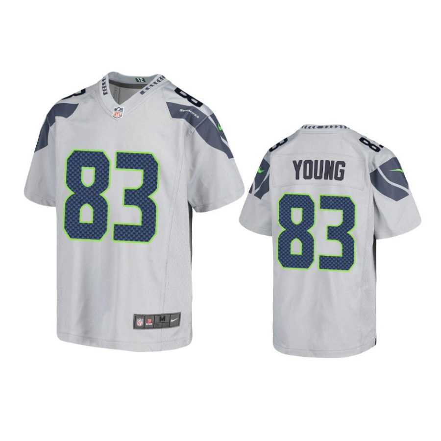 youth seahawks dareke young game gray jersey