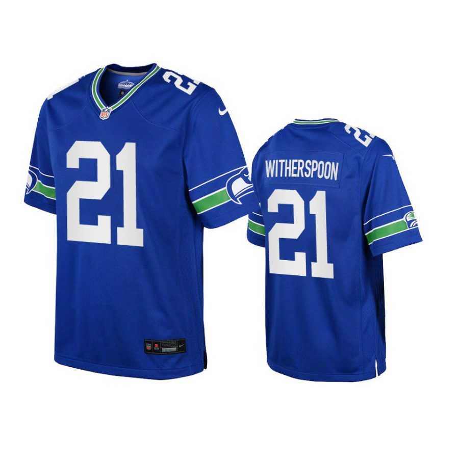 youth seahawks devon witherspoon throwback game royal jersey