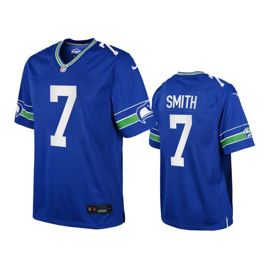 youth seahawks geno smith throwback game royal jersey