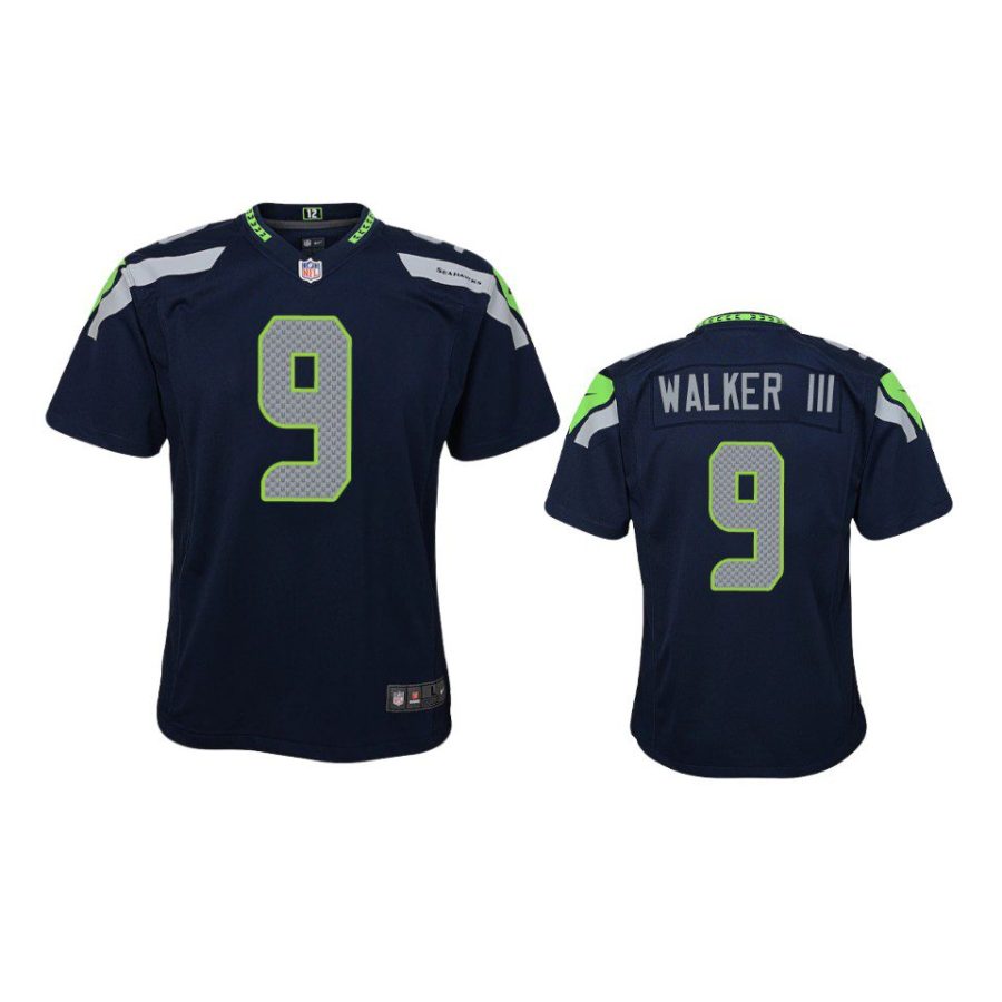 youth seahawks kenneth walker iii game college navy jersey