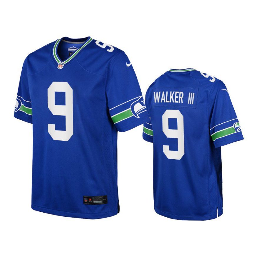 youth seahawks kenneth walker iii throwback game royal jersey