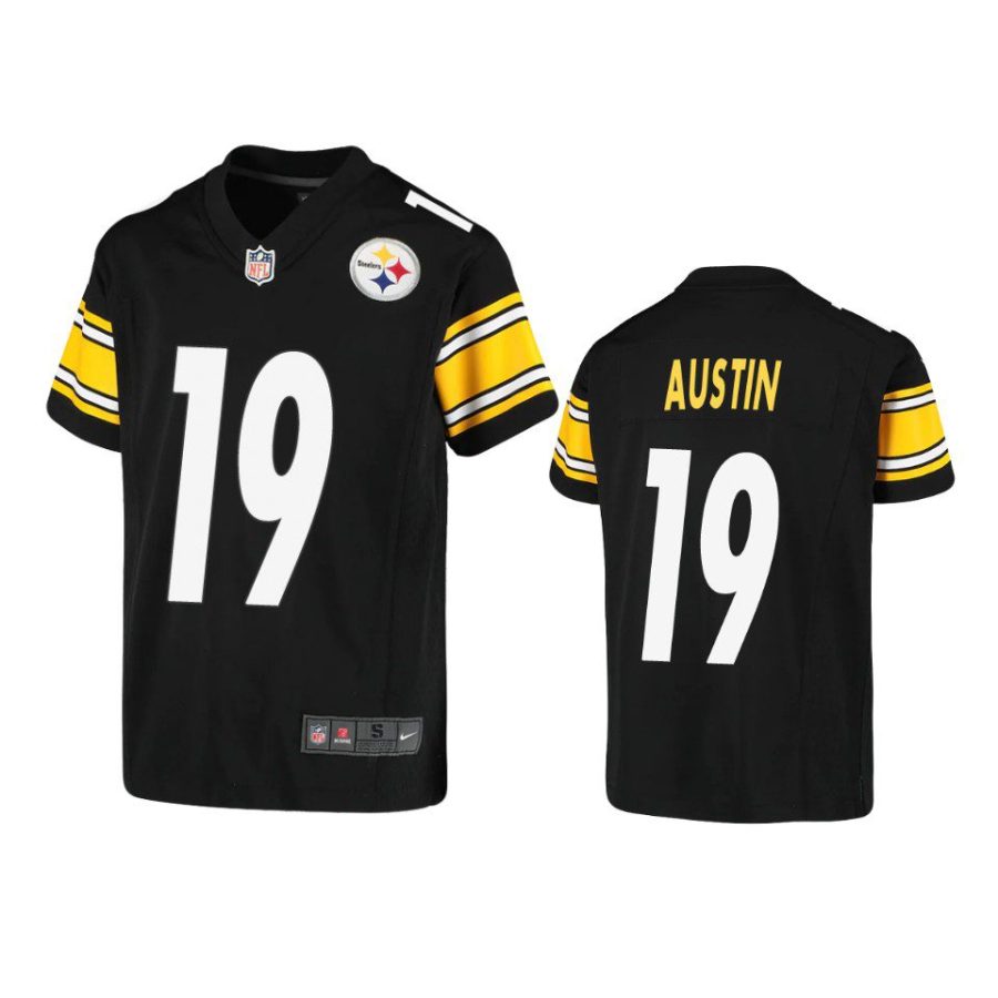 youth steelers calvin austin game black jersey