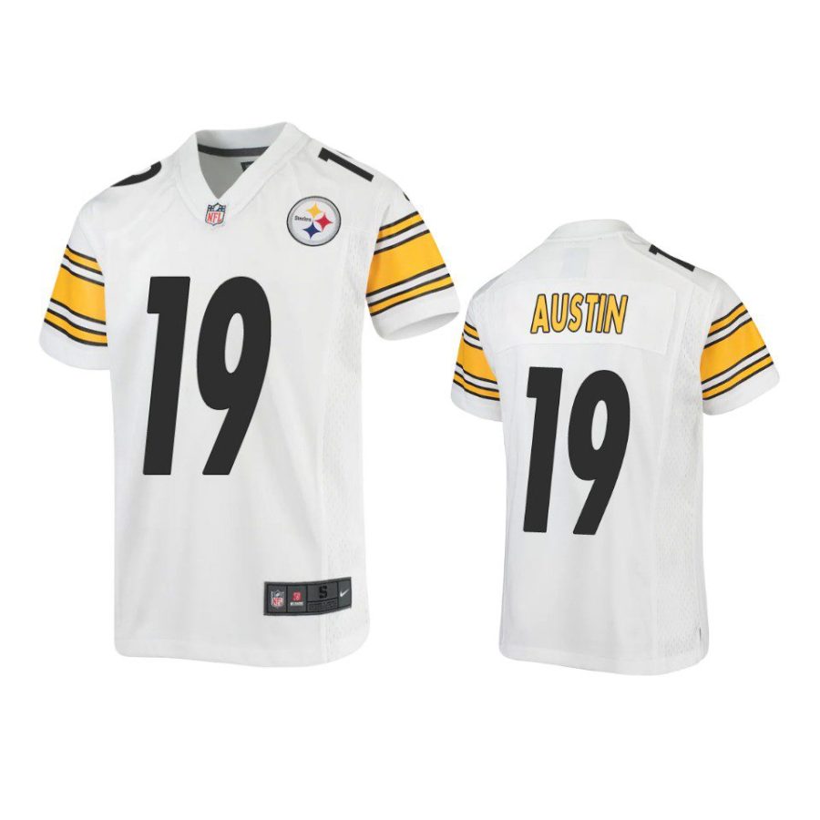 youth steelers calvin austin game white jersey