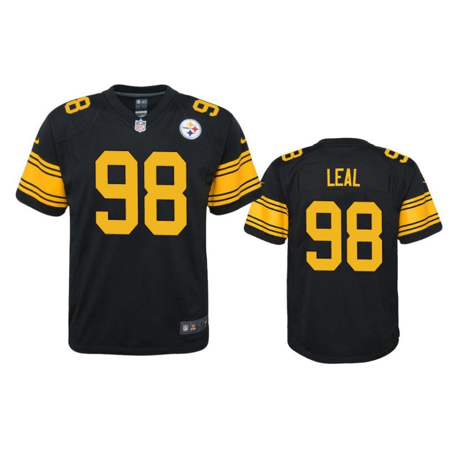 youth steelers demarvin leal alternate game black jersey