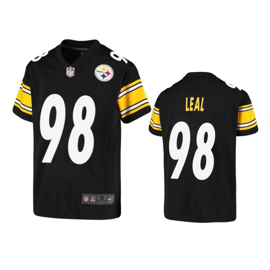 youth steelers demarvin leal game black jersey