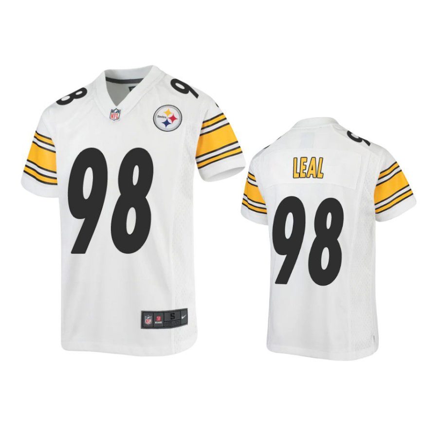 youth steelers demarvin leal game white jersey