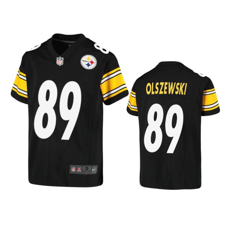 youth steelers gunner olszewski game black jersey