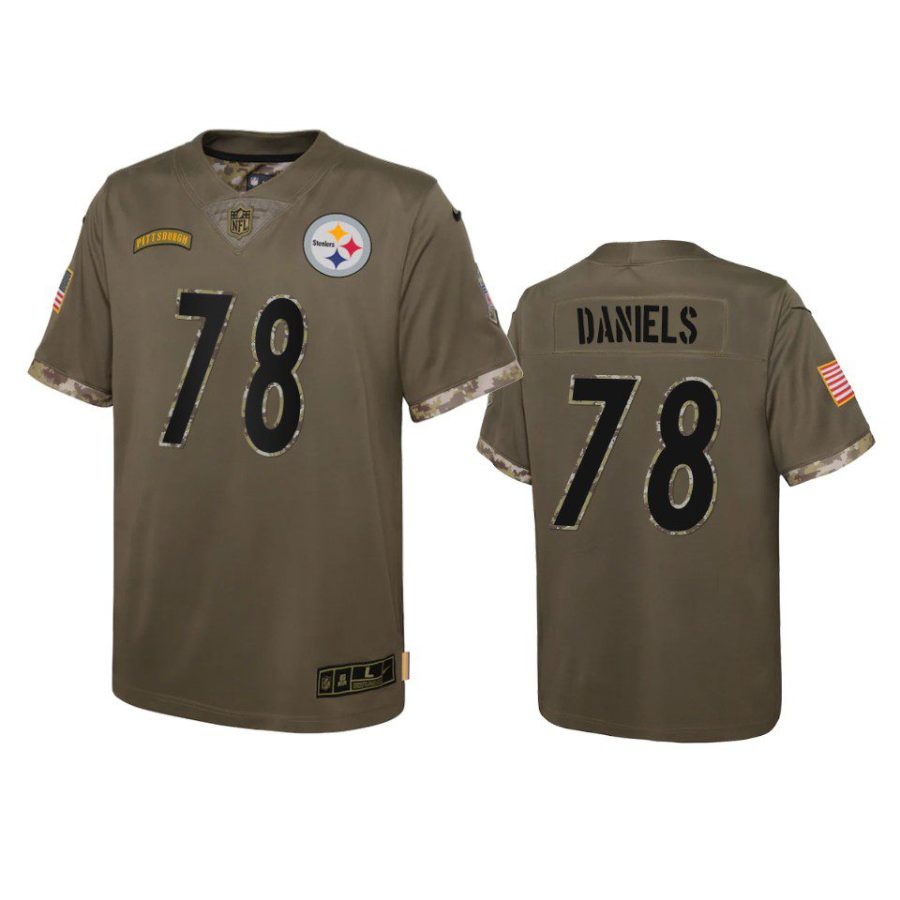 youth steelers james daniels olive limited 2022 salute to service jersey