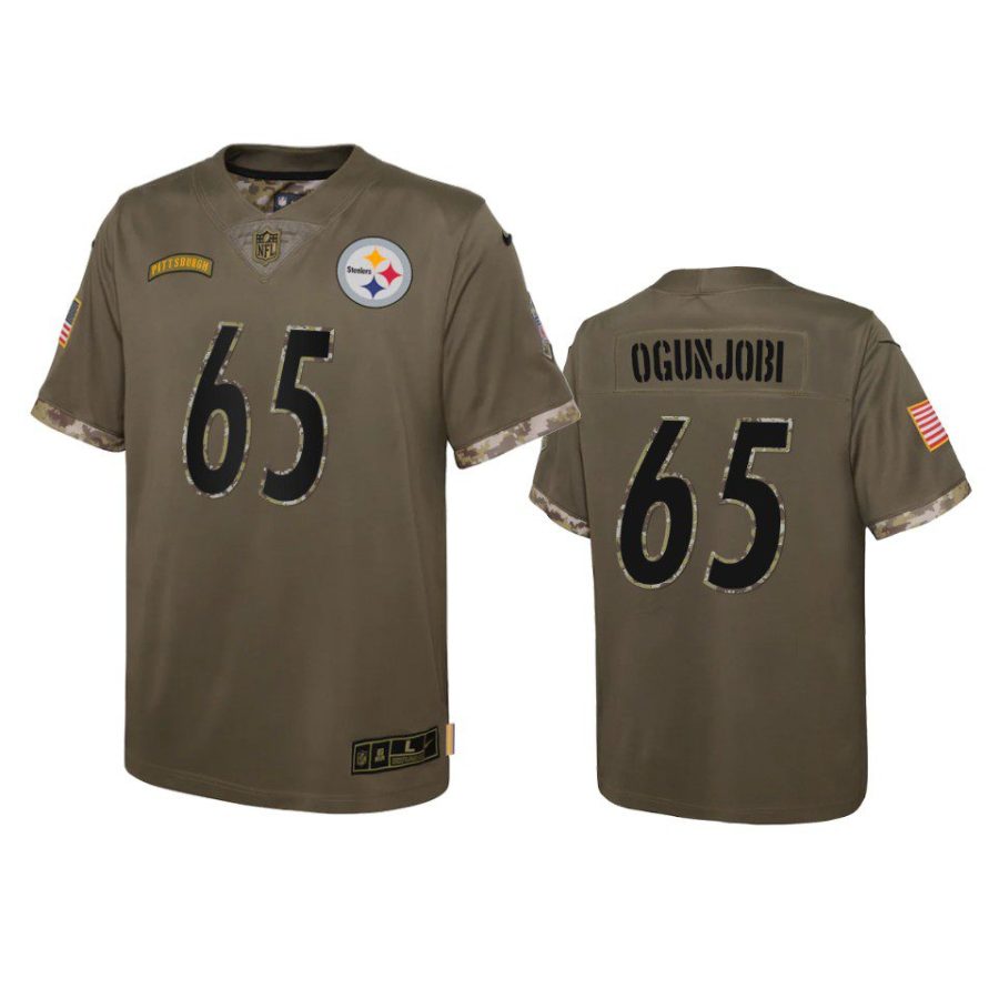 youth steelers larry ogunjobi olive limited 2022 salute to service jersey