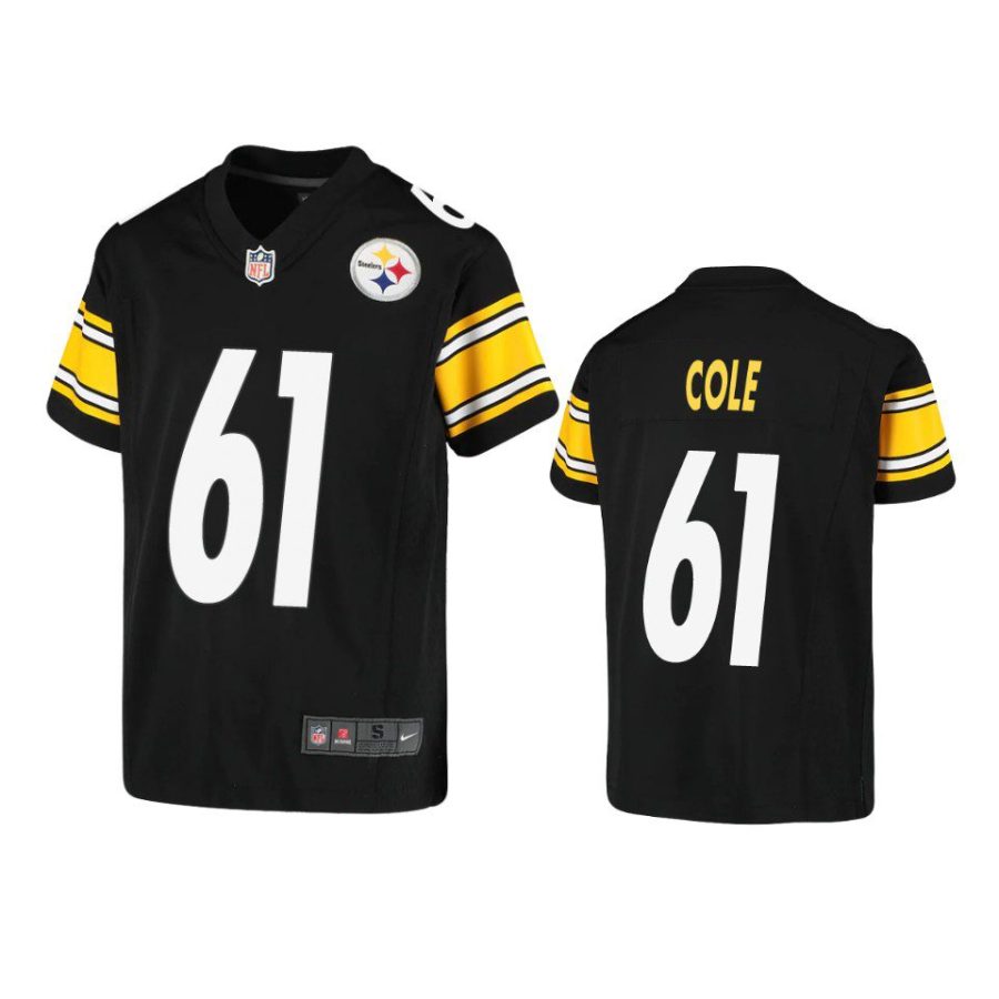 youth steelers mason cole game black jersey