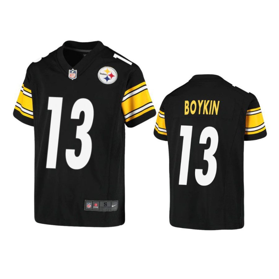 youth steelers miles boykin game black jersey