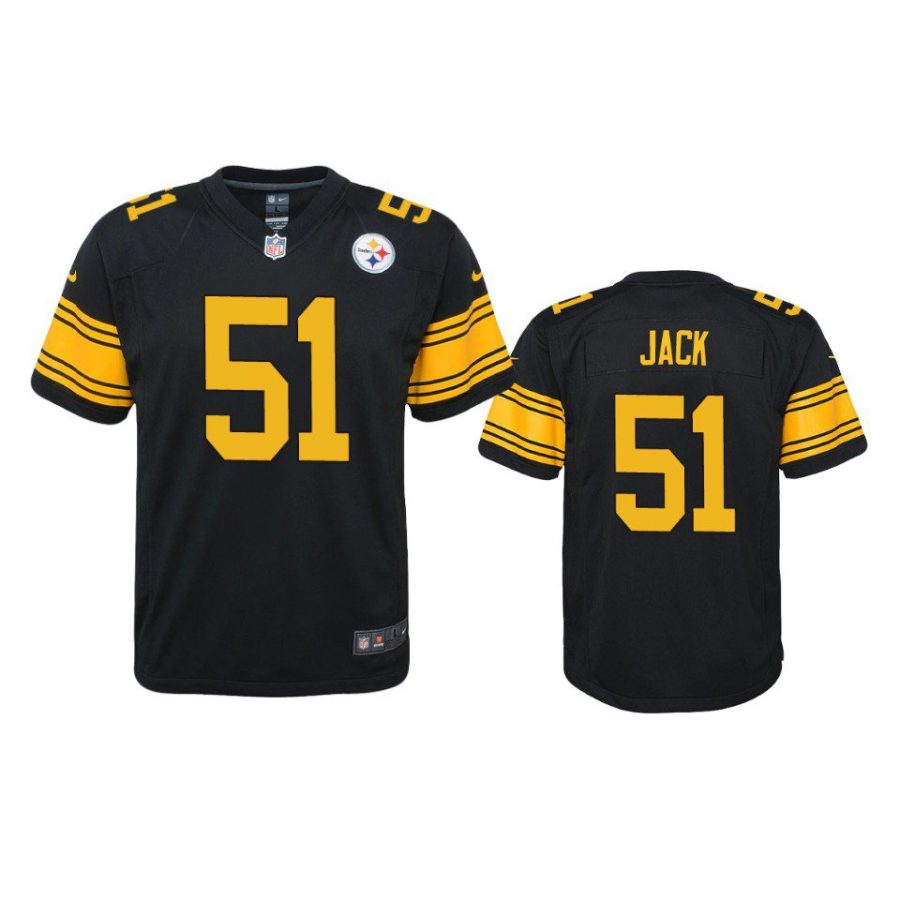 youth steelers myles jack alternate game black jersey