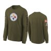 youth steelers olive team logo long sleeve 2022 salute to service jersey